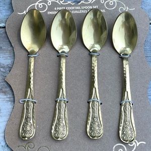 Hammered GOLD polished gold appetizer Hors d’oeuvres spoons nwt